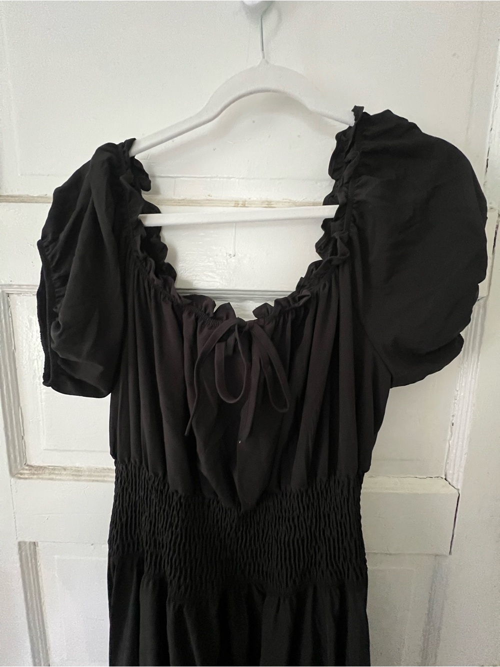Spirit Halloween Witch Maxi Dress with Black Puff-Sleeves & Smocked Waist